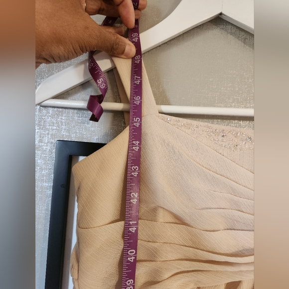 David's Bridal Crinkle Chiffon Dress with Twist Front in Champagne, size 10 Girl - Picture 8 of 10